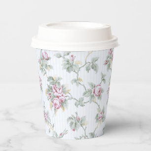 Vasos De Papel Moda de época Rosas y rayas francesas