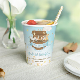 Vasos De Papel Moda El Arca Azul Niño Noé 12° tercer cumpleaños