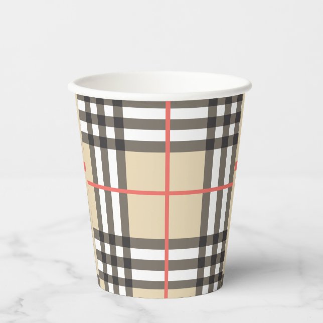 Vasos De Papel Moda geométrica escocesa de diseño (Anverso)
