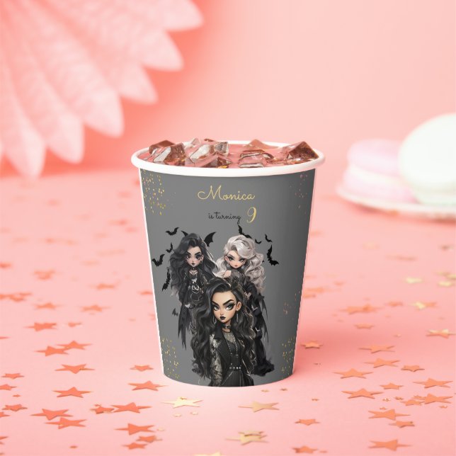 Vasos De Papel Moda glam gótico chica temible fiesta de cumpleaño (in situ)