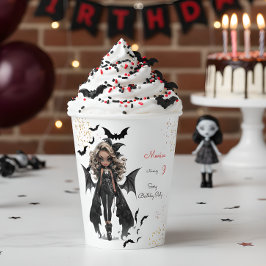 Vasos De Papel Moda glam gótico chica temible fiesta de cumpleaño