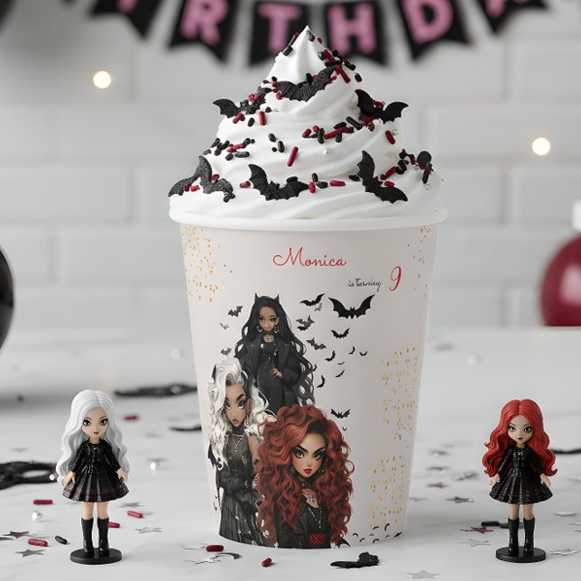 Vasos De Papel Moda glam gótico espantosas niñas fiesta de cumple (Subido por el creador)