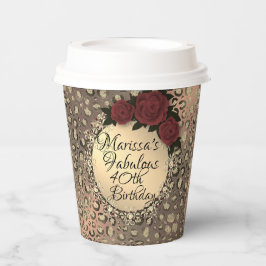 Vasos De Papel Moda Leopard Rosa Fabulous 40th Birthday