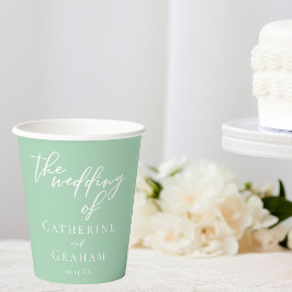 Vasos De Papel Moda Mint Green Typography White Spring Wedding