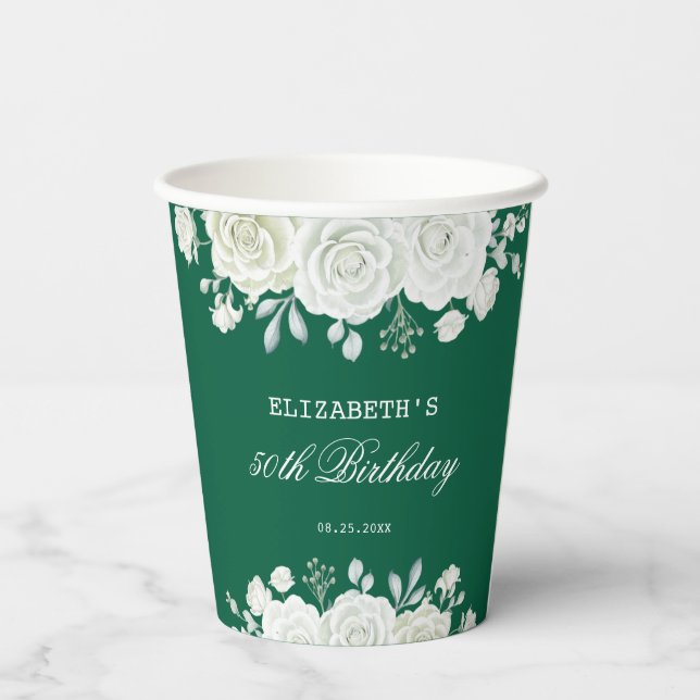 Vasos De Papel Moda Pastel verde Raza Blanca Aniversario (Reverso )