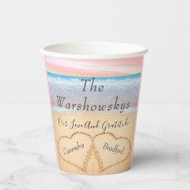 Vasos De Papel Moda Polvorienta Boda de Playa Azul 2 corazones en