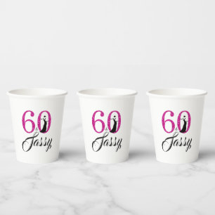 Vasos De Papel Moda Purpurina rosado caliente Sesenta Sassy 60 cu