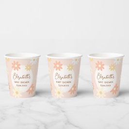 Vasos De Papel Moda retro simple Daisy Boho Chica Baby Shower