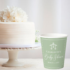 Vasos De Papel Moda Sage Green Baby Shower Personalizado