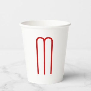 Vasos De Papel Moda Única Monograma Rojo Llanto Blanco Simple
