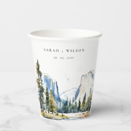 Vasos De Papel Moda Yosemite Parque Nacional CA Boda acuarela