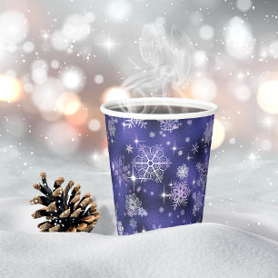Vasos De Papel Modelo de copos de nieve más bonito ID846 violeta