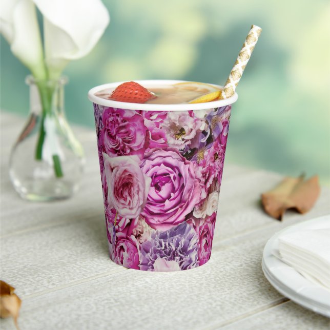 Vasos De Papel Modelo de flores Rosa de lavanda blanca rosa (in situ)