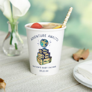 Vasos De Papel Modern Adventure Travel Globe Baby Shower