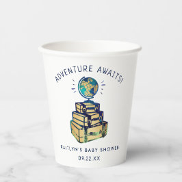Vasos De Papel Modern Adventure Travel Globe Baby Shower