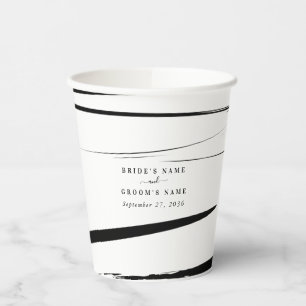 Vasos De Papel Modern Black Abstract Wedding Favor
