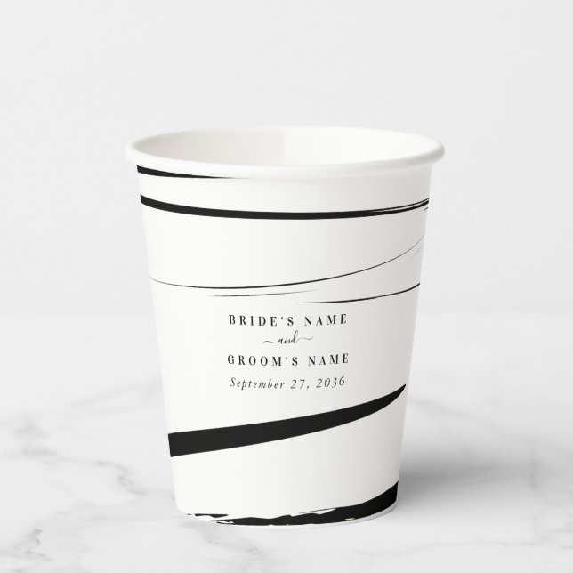 Vasos De Papel Modern Black Abstract Wedding Favor (Izquierda)