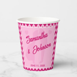 Vasos De Papel Modern Blush Pink Chevron Stripe Wedding