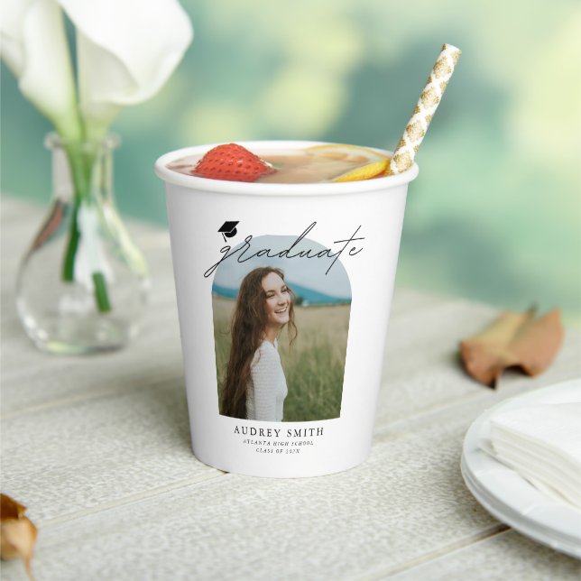 Vasos De Papel Modern Boho Arch Photo Graduation Party (in situ)