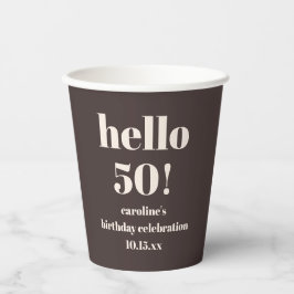 Vasos De Papel Modern Bold Earthy Brown 50th Birthday Custom