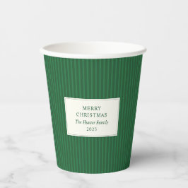 Vasos De Papel Modern Christmas Minimal Holiday Green Stripes