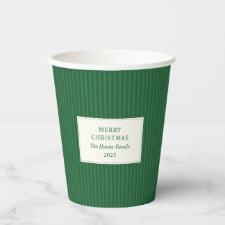 Vasos De Papel Modern Christmas Minimal Holiday Green Stripes