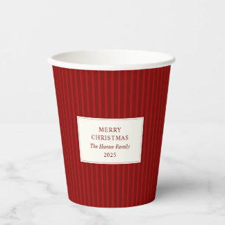 Vasos De Papel Modern Christmas Minimal Holiday Red Stripes