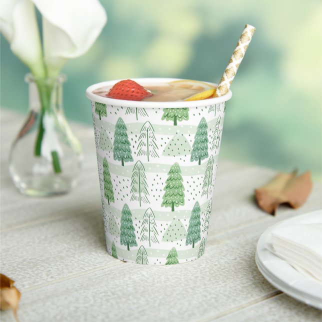 Vasos De Papel Modern Christmas Trees Pattern  (in situ)