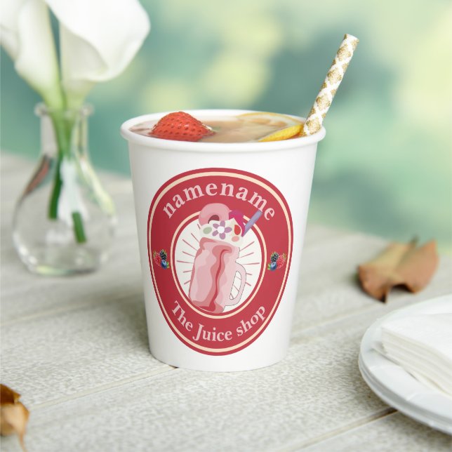 Vasos De Papel Modern Cold Smoothies fruta Juice shop nombre del  (in situ)