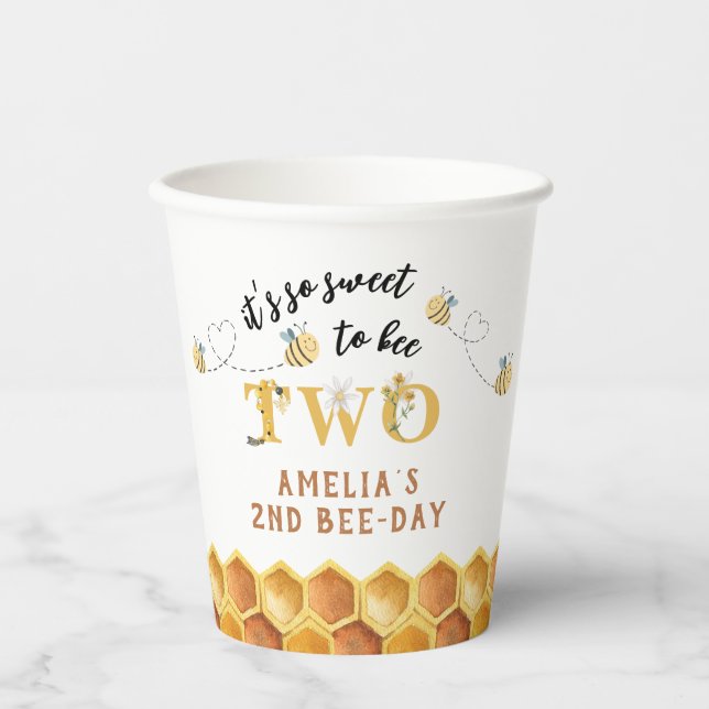 Vasos De Papel Modern Cute Es tan dulce ser de 2º cumpleaños (Anverso)