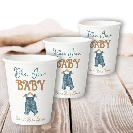Vasos De Papel Modern Denim Boy Blue Jean Baby Shower