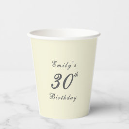 Vasos De Papel Modern Elegant Cream 30th Birthday Party
