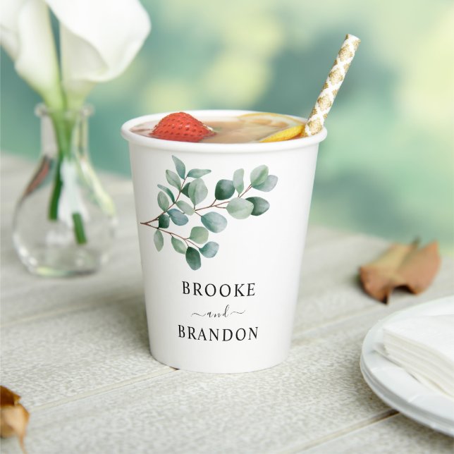 Vasos De Papel Modern Eucalyptus Greenery Wedding (in situ)