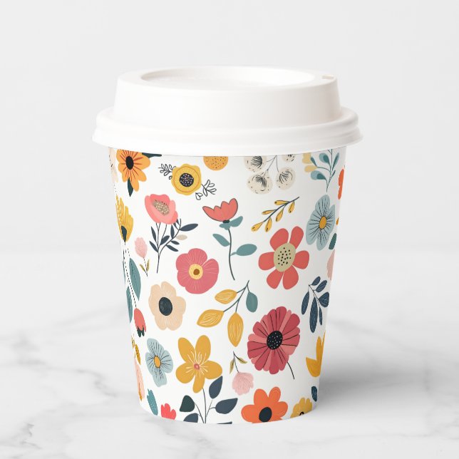 Vasos De Papel Modern Floral Baby Shower (Anverso)