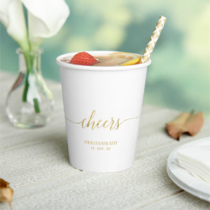 Vasos De Papel Modern Gold Lettering Cheers Party  Paper Cups