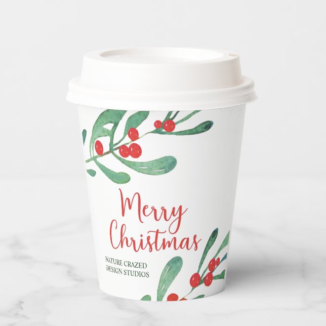 Vasos De Papel Modern Holly Company Navidad (Anverso)