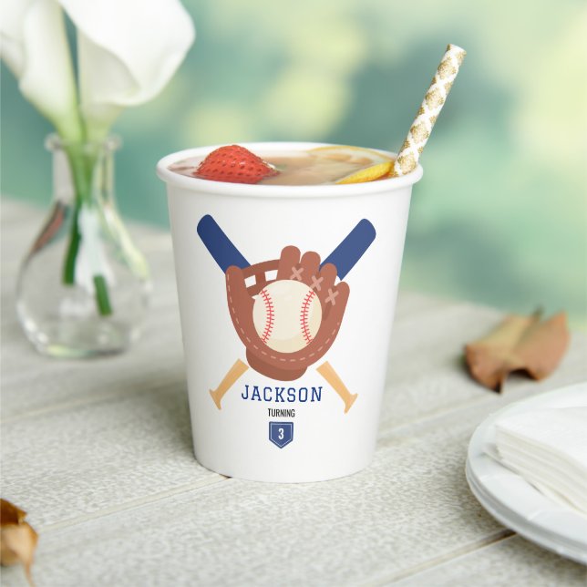 Vasos De Papel Modern Minimalist Baseball Batter Up Birthday (in situ)