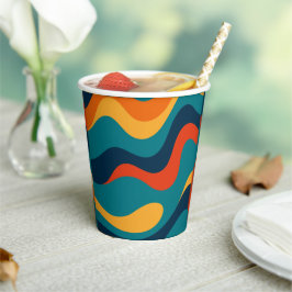 Vasos De Papel Modern Retro Wavy Abstract Pattern 