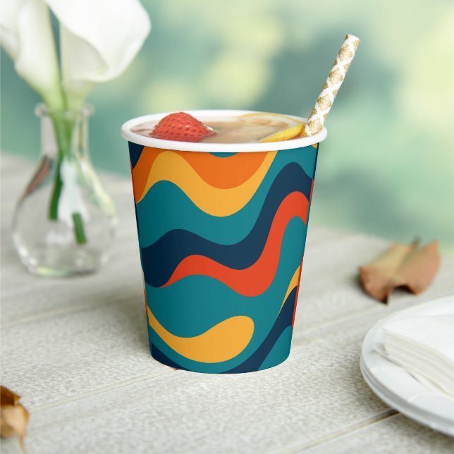 Vasos De Papel Modern Retro Wavy Abstract Pattern  (in situ)