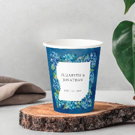 Vasos De Papel Modern Rustic Blue Hydrangeas Floral Wedding