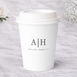 Vasos De Papel Modern Serif Monogram Wedding Party Paper Cup