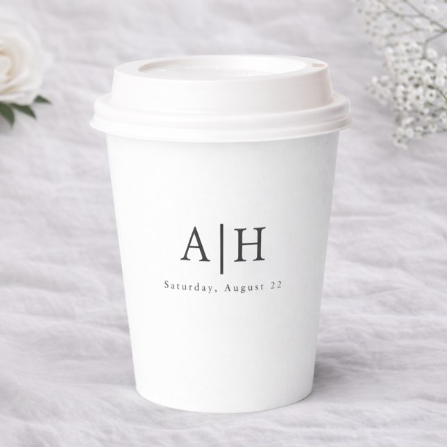 Vasos De Papel Modern Serif Monogram Wedding Party Paper Cup (Subido por el creador)