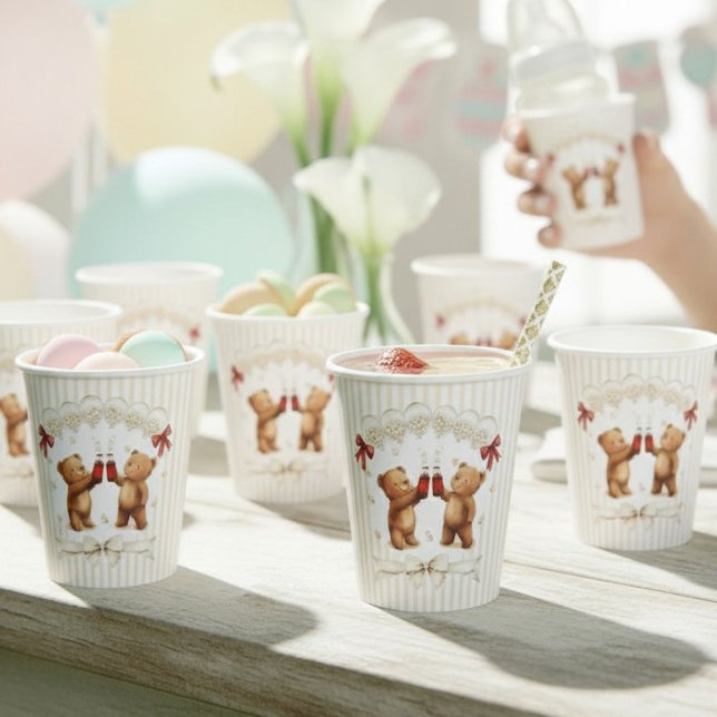 Vasos De Papel modern Teddy Bear Pop Baby Shower  (Subido por el creador)
