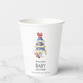 Vasos De Papel Modern Winter Bow Christmas Tree Baby Shower 