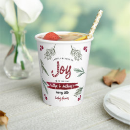 Vasos De Papel Moderna acuarela "Joy" Candy Cane Baby Shower