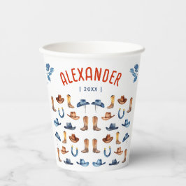 Vasos De Papel Moderna acuarela Rustica Cowboy Occidental Texas