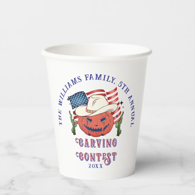 Vasos De Papel Moderna Calabaza Patriótica Mostrando Halloween (Anverso)