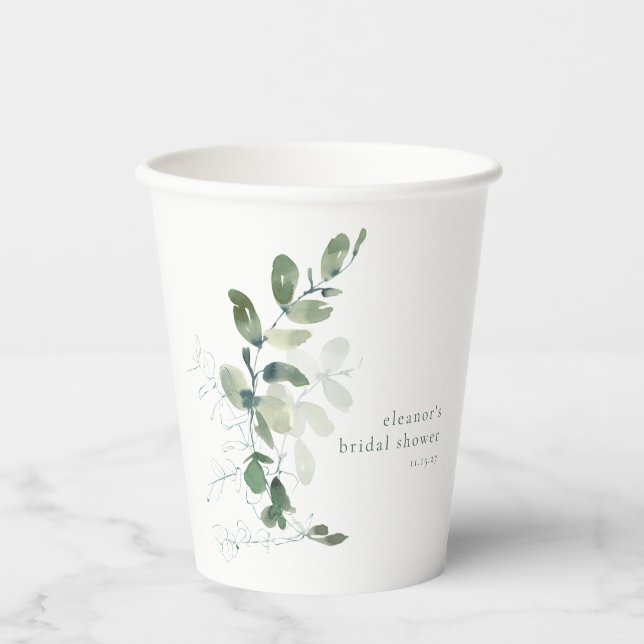 Vasos De Papel Moderna ducha de Personalizado de eucalipto botáni (Anverso)