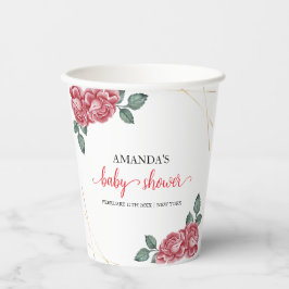 Vasos De Papel Moderna elegancia Rosa Floral querido Baby Shower