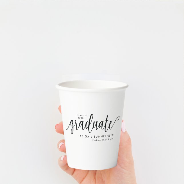Vasos De Papel Moderna fiesta de graduación de guiones manuscrito (Subido por el creador)